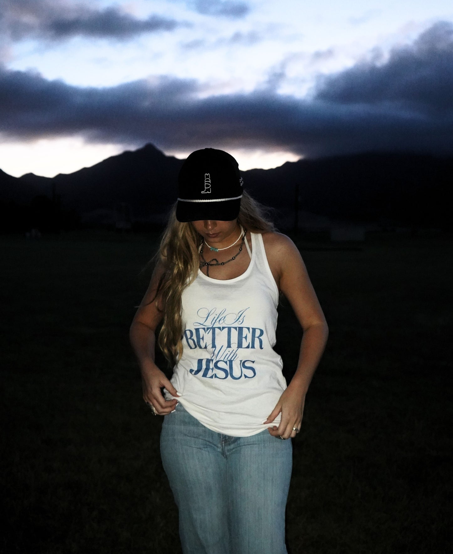 Life Is Better With Jesus Women’s fitted racerback tank top